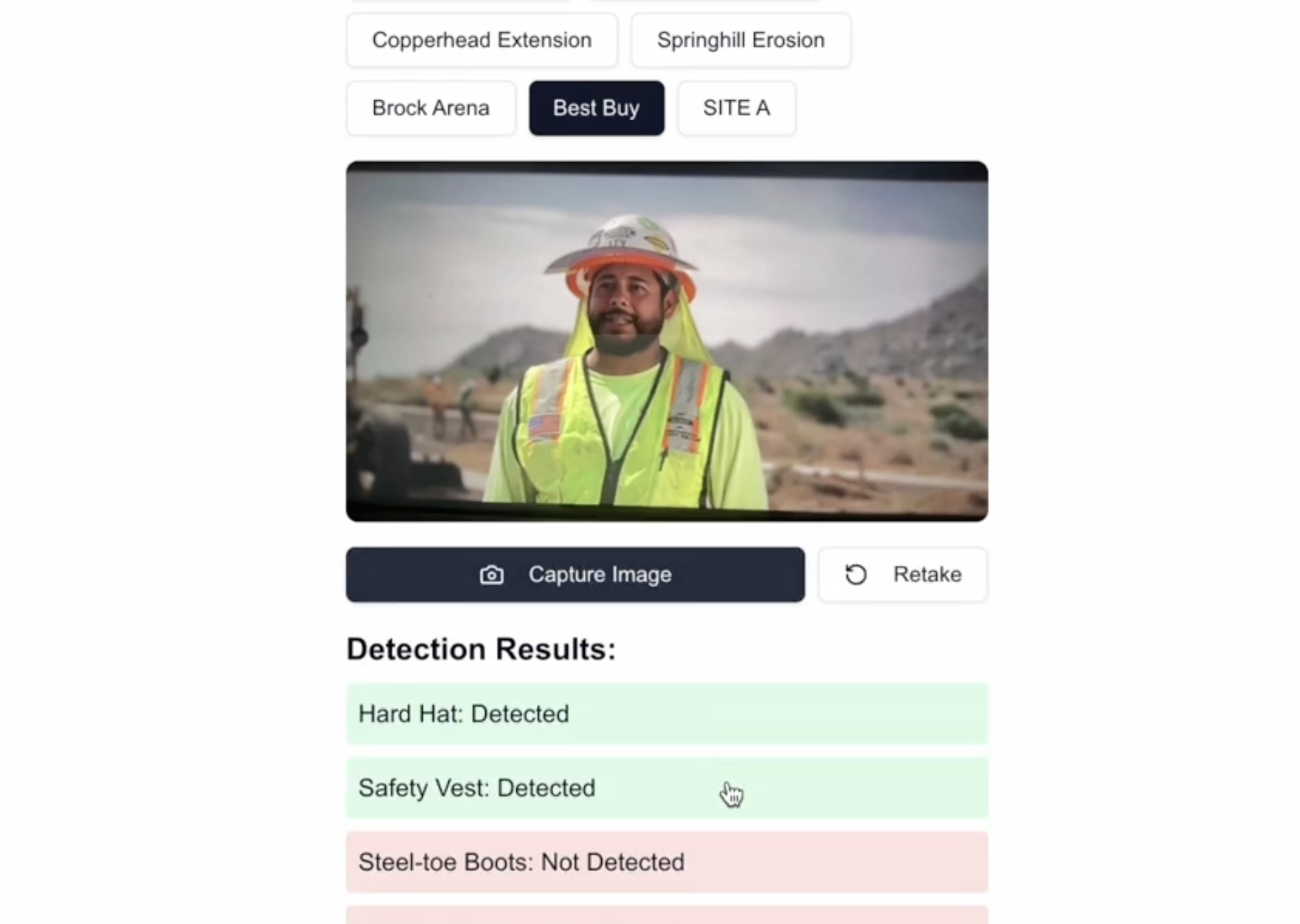 AI Detection Results Screen