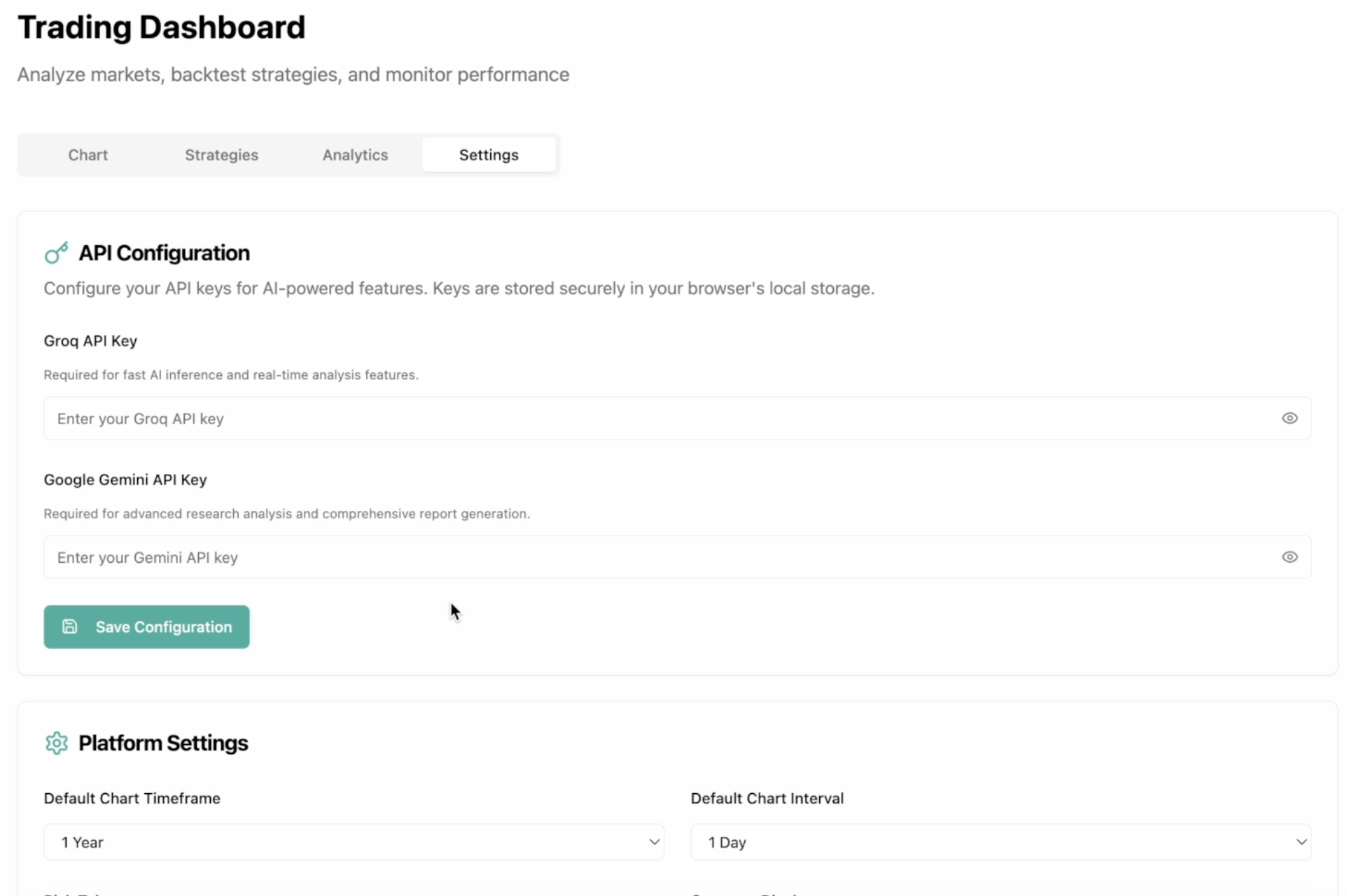 AlphaSage AI Settings Page