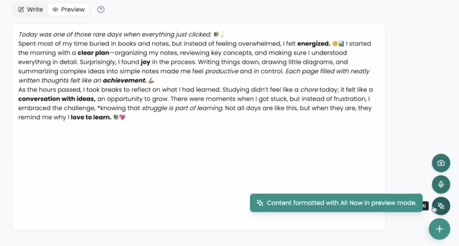 LifeLens AI Text Formatting