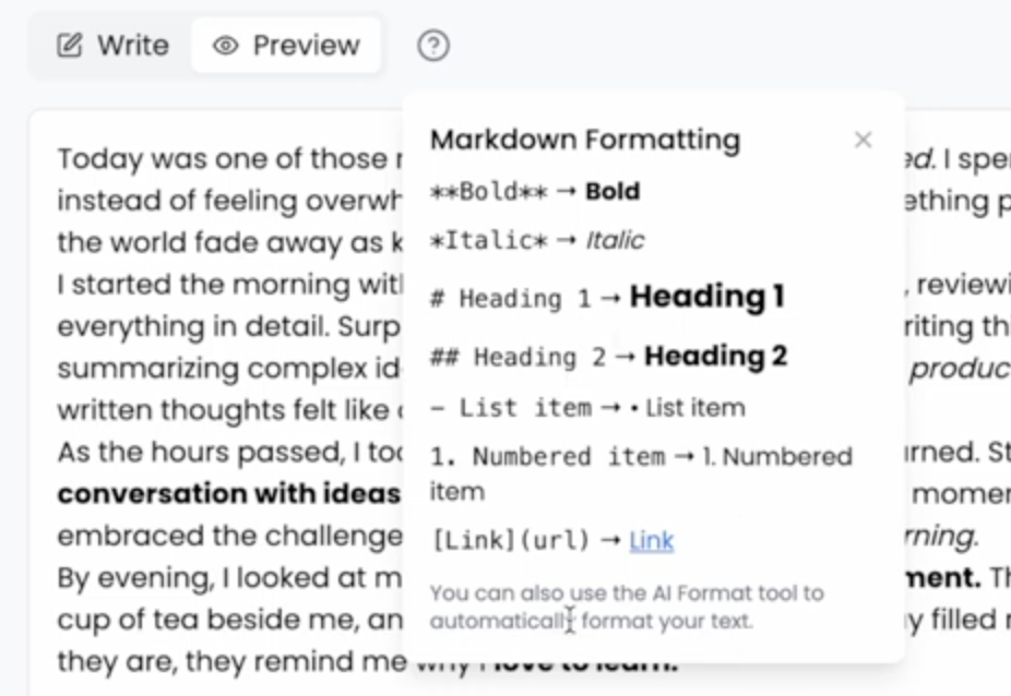 LifeLens Markdown Editor Preview